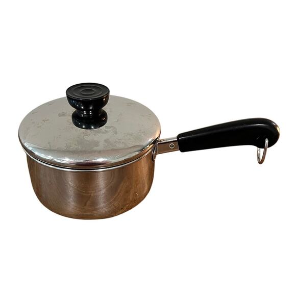 Revere Ware 1 Qt Saucepan w/ Lid Stainless Steel Copper Bottom USA Vintage - Picture 1 of 8